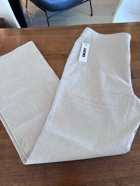 DKNY Beige Linen-Texture Ankle Pants